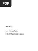 Friant Dam Enlargement: Cost Estimate Tables