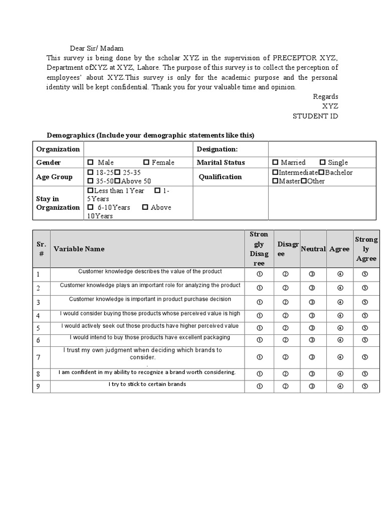 Questionnaire | PDF | Brand | Communication
