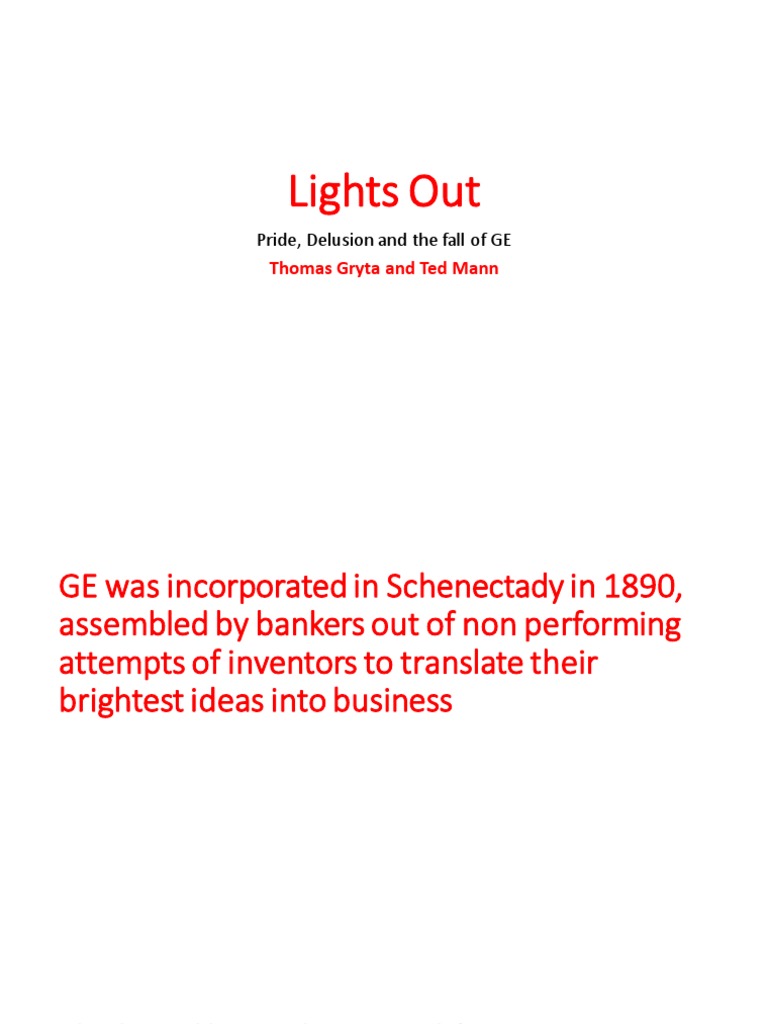 Book Summary Lights Out PDF PDF General Electric Enron
