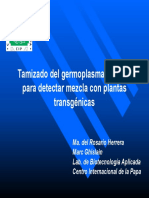 Tamizado Del Germoplasma de Papa para Detectar Mezcla Con Plantas Transgénicas