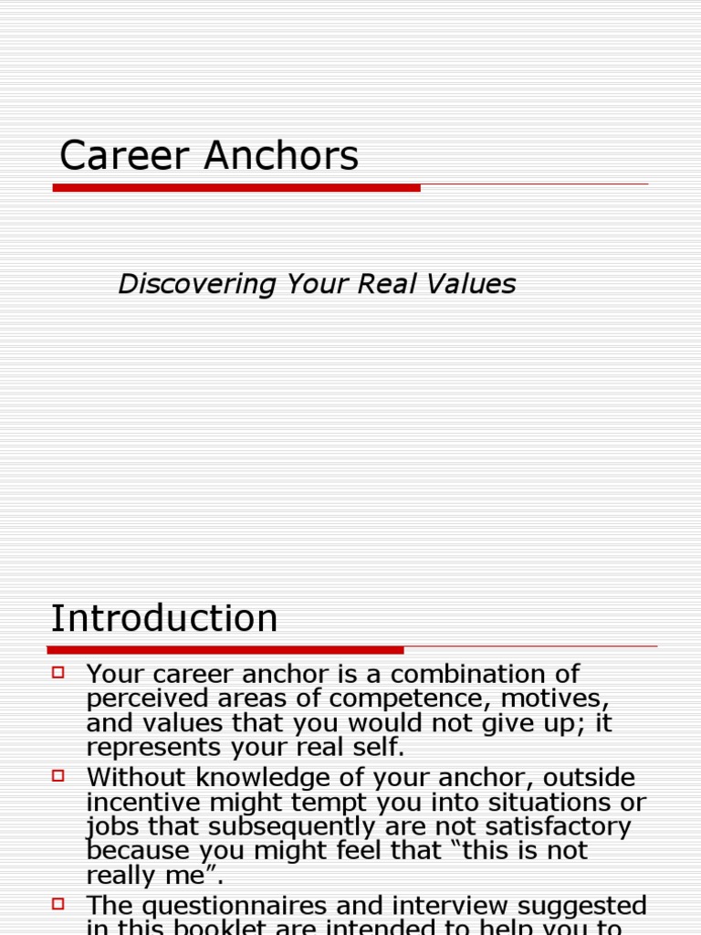 Career Anchors PDF Behavioural Sciences Competence (Human Resources)