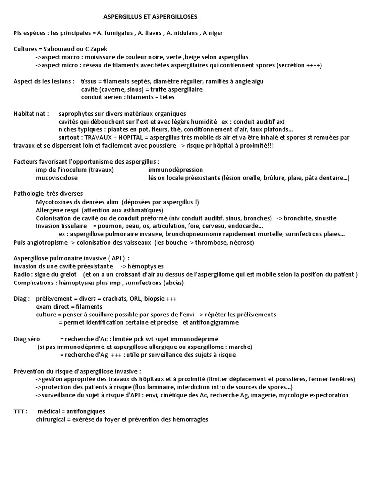 Aspergillus Et Aspergilloses 10 Specialites Medicales Maladies Et Troubles
