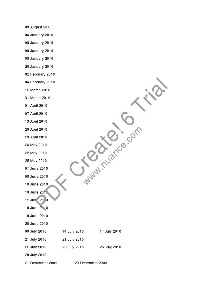 2010 Date Log and PDF Trial Details | PDF