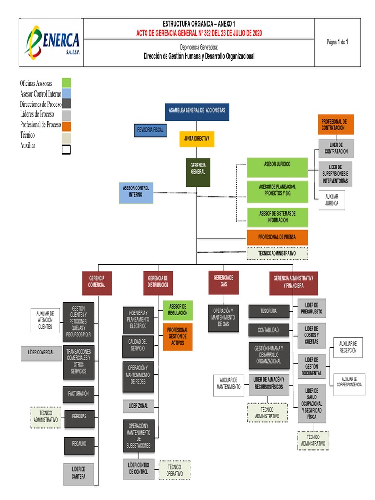 Organigrama Enerca 2020 PDF | PDF | Planificación | Economias