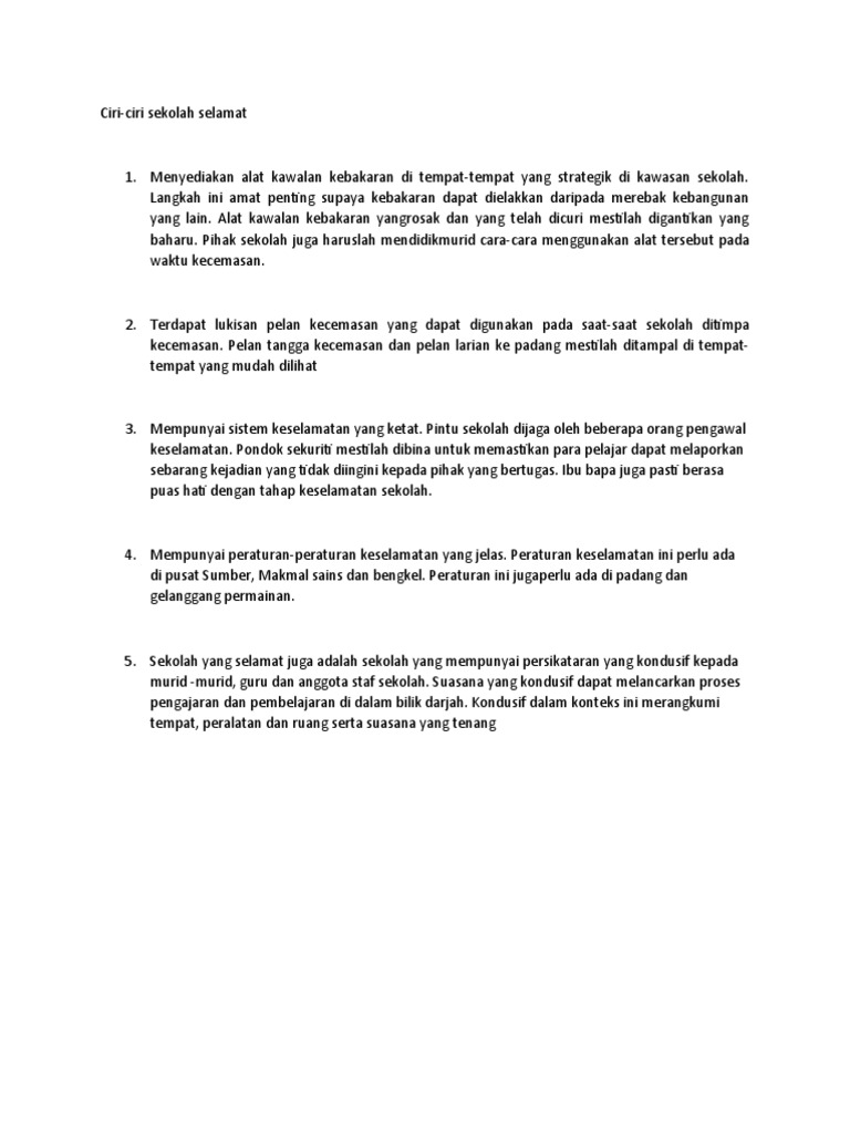 Ciri Ciri Sekolah Selamat Pdf