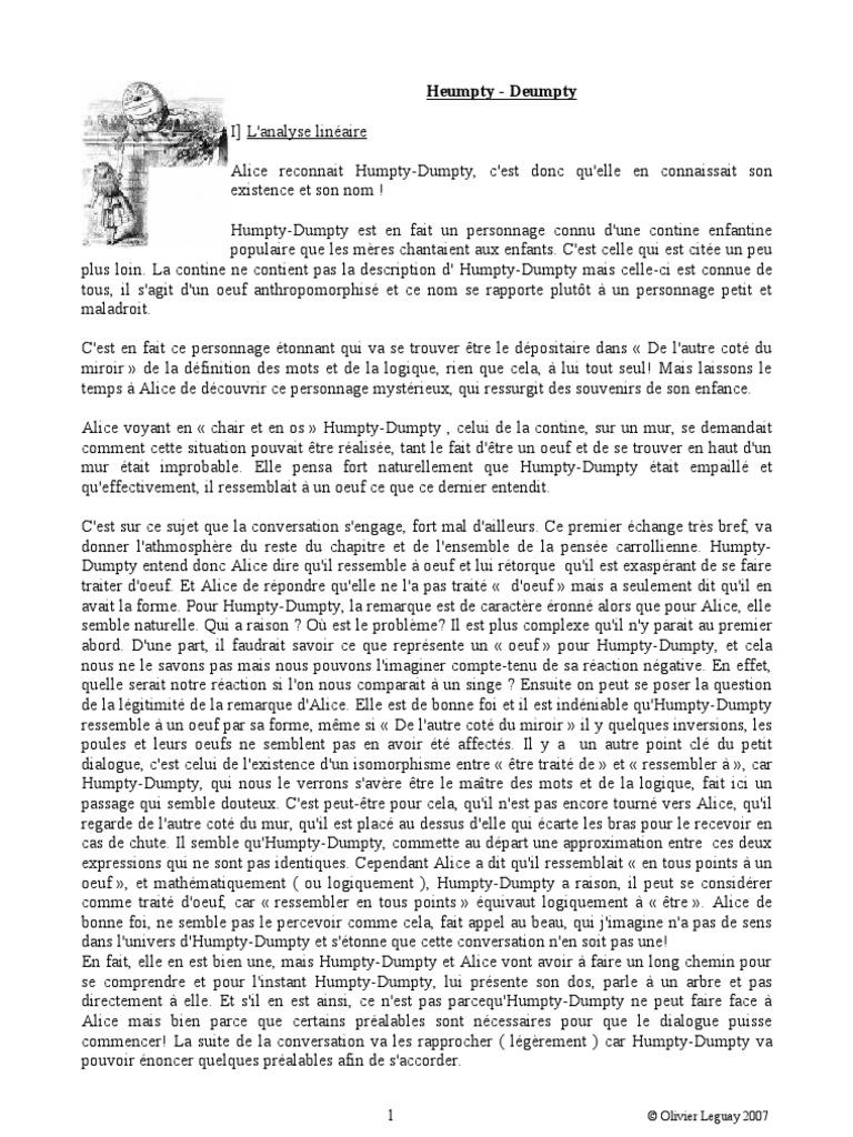 Humpty-Dumpty Lewis Carroll | PDF | Conscience | Logique