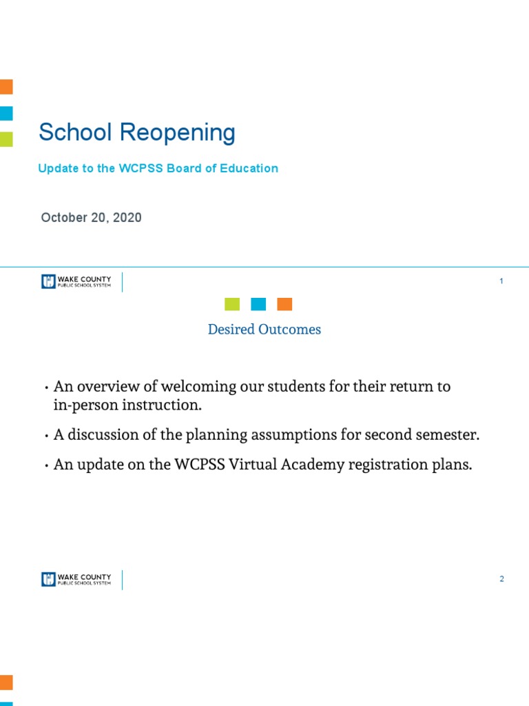 Wake County School Reopening Update Schools Academic Term