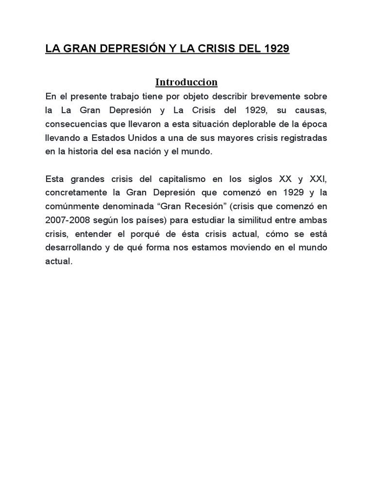 La Gran Depresión y La Crisis Del 1929 | PDF | Gran depresion | Puerto Rico