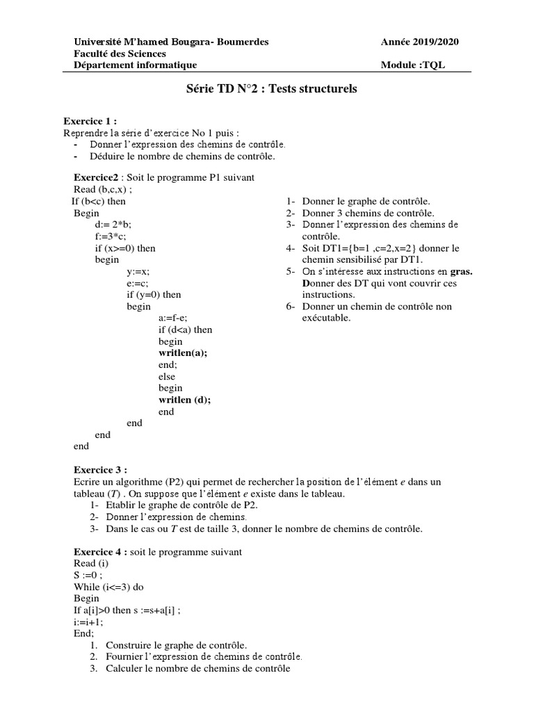 Serie Td N 2 Tests Structurels