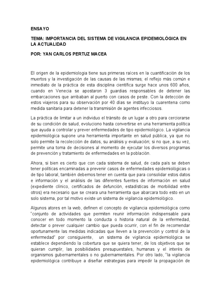 El Sistema de Vigilancia Epidemiológica en La Actualidad | PDF ...