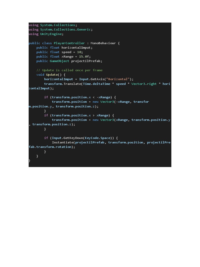 Unity Player Controller Script | PDF