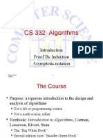 CS 332: Algorithms: Proof by Induction Asymptotic Notation