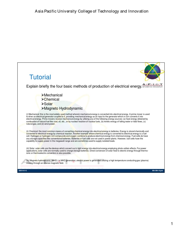 Four Methods of Electrical Energy Production | PDF | Fuels | Electric Power