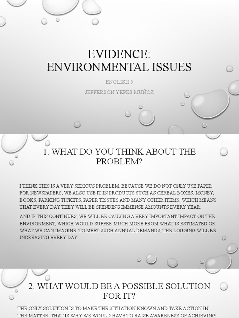 Evidence: Environmental Issues: English 5 Jefferson Yepes Muñoz | PDF