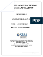 17Pme202L - Manufacturing Process Laboratory: Semester: I