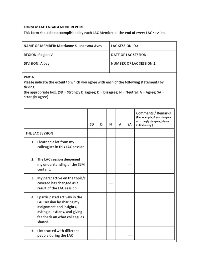 LAC Engagement Report Template | PDF