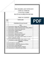 Drafting, Pleading and Conveyance Clinical Course-Iii 3 Year Ll.B. Course Practical Examination Record