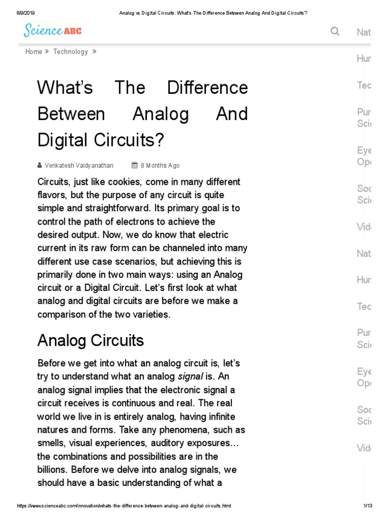 Analog Vs Digital Circuits - What's The Difference Between Analog and ...