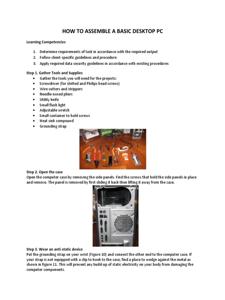 How To Assemble A Basic Desktop PC Download Free PDF Electronics