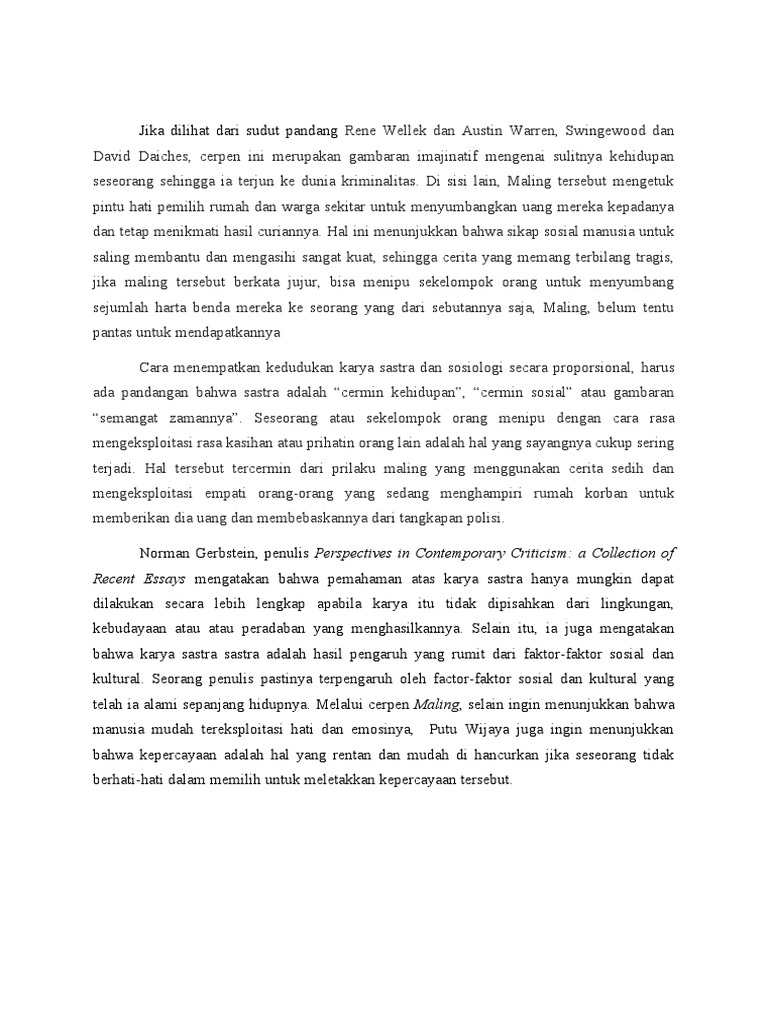 Cerpen Rasa Karya Putu Wijaya Mudah