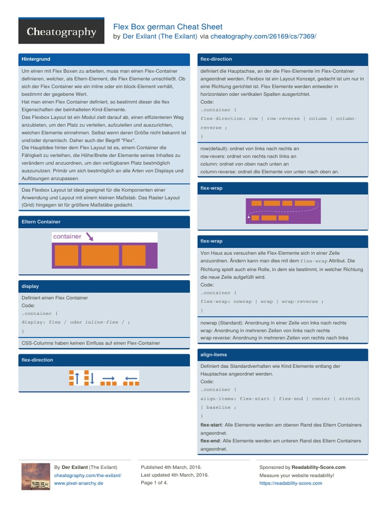 CSS Flex Box Cheat Sheet | PDF