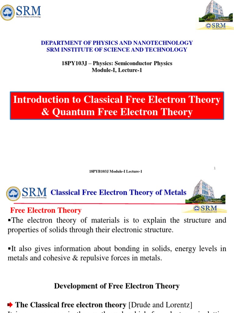 Quantum vs Classical Free Electron Theory | PDF | Electron | Electrical ...