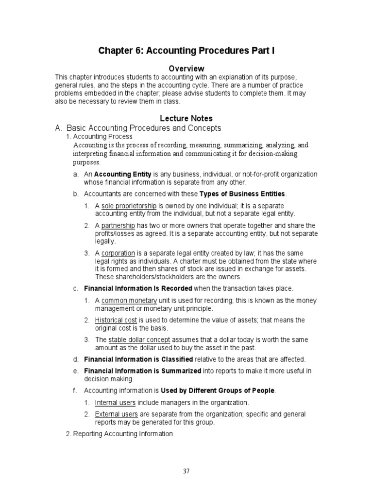 Accounting Procedures Overview and Cycle | PDF | Debits And Credits ...