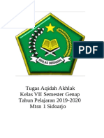 Tugas Aqidah Akhlak Kelas VII Semester Genap Tahun Pelajaran 2019-2020 MTSN 1 Sidoarjo