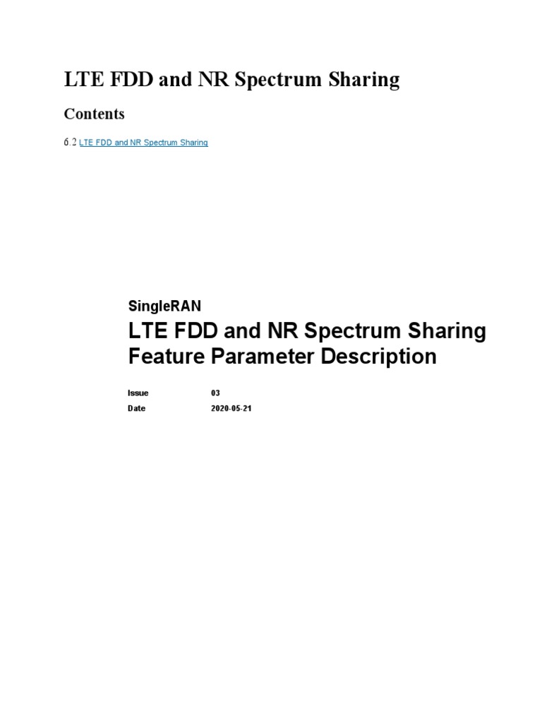 LTE FDD and NR Spectrum Sharing Feature Parameter Description | PDF ...