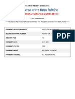 Receipt For Payment of Bills/Demand Notes. This Receipt Is Generated From BSNL Portal.