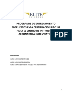 Vii. PROGRAMA DE ENTRENAMIENTO PROPUESTOS PARA CERTIFICACION RAC 141 PARA EL CENTRO DE INSTRUCCIÓN AERONAUTICA ELITE AVIATORS PDF