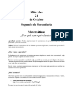 21 de Octubre Segundo Grado Matemáticas