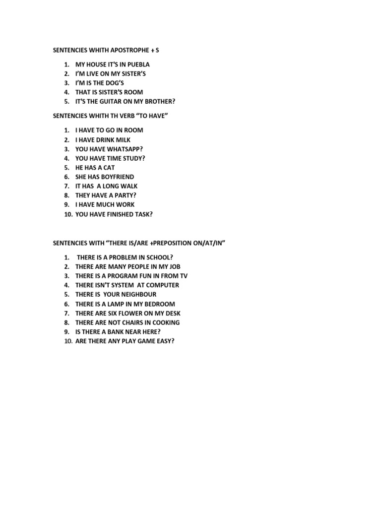 Sentencies Whith Apostrophe | PDF