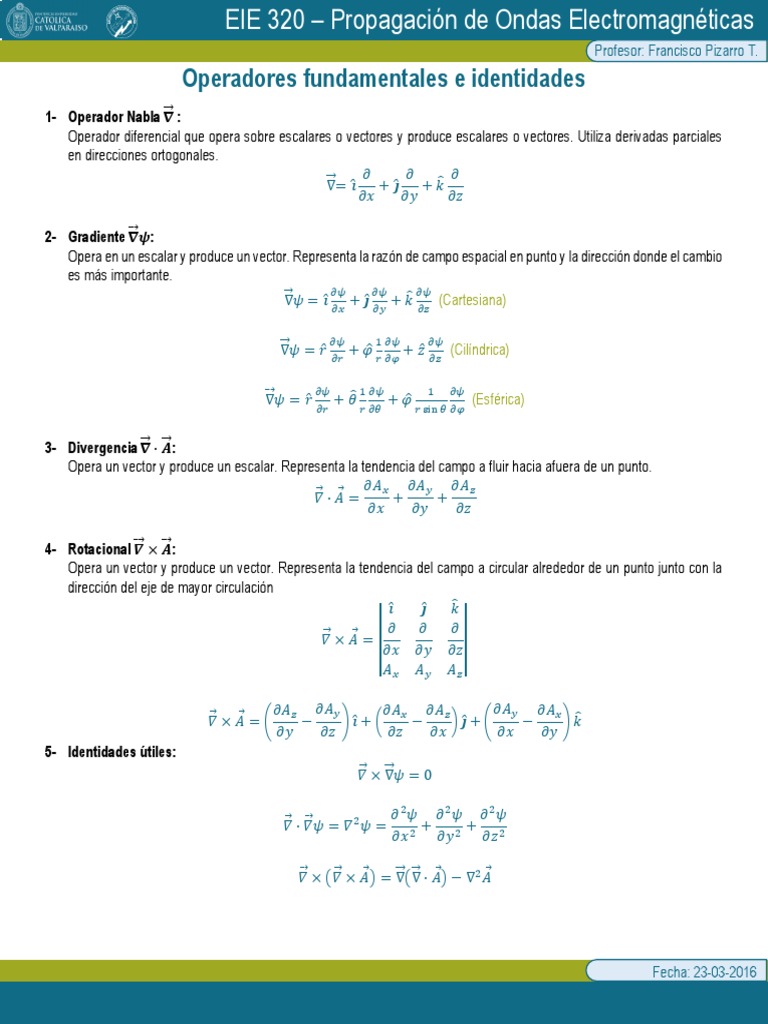 Operadores en Ondas Electromagnéticas | PDF | Sustracción | Análisis ...