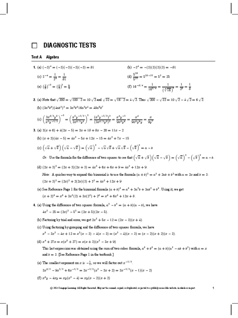 Diagnostic Tests: Test A Algebra | PDF | Sine | Line (Geometry)