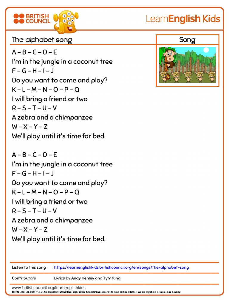 Songs The Alphabet Song Lyrics Pdf Pdf