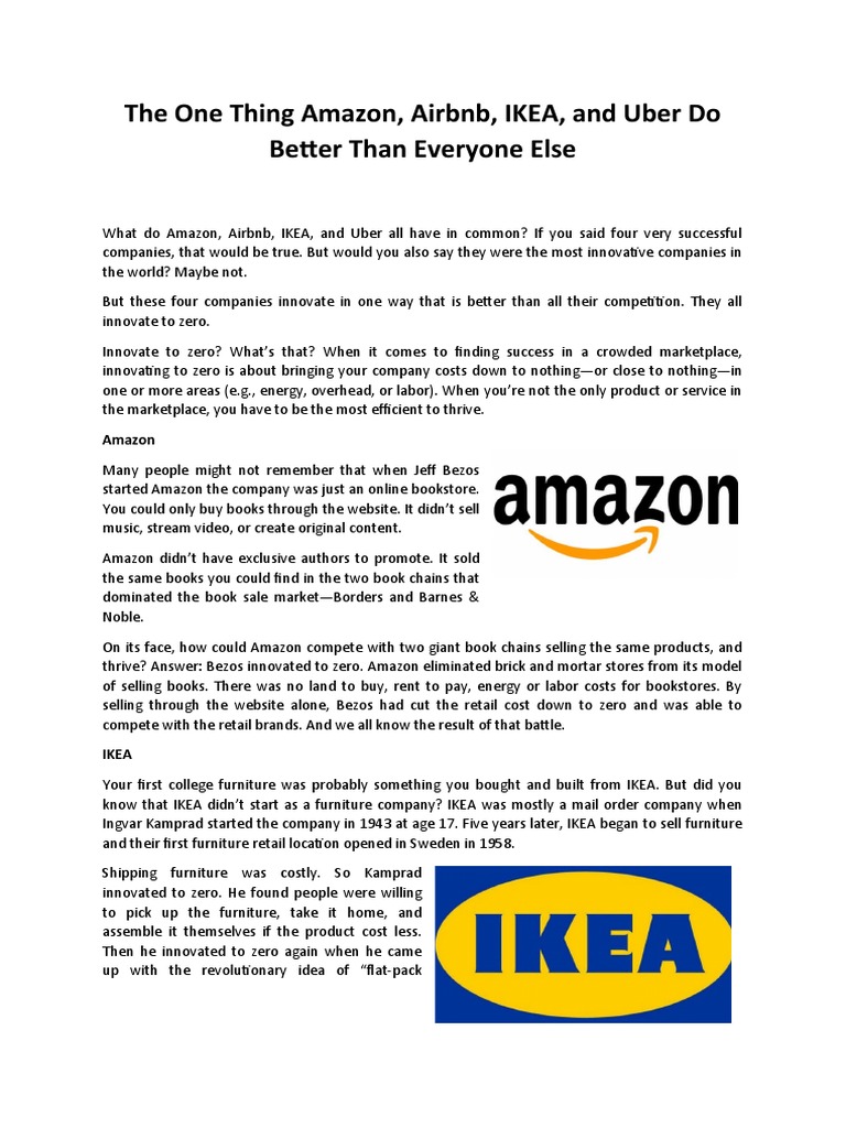 The One Thing Amazon, Airbnb, IKEA, and Uber Do Better Than Everyone