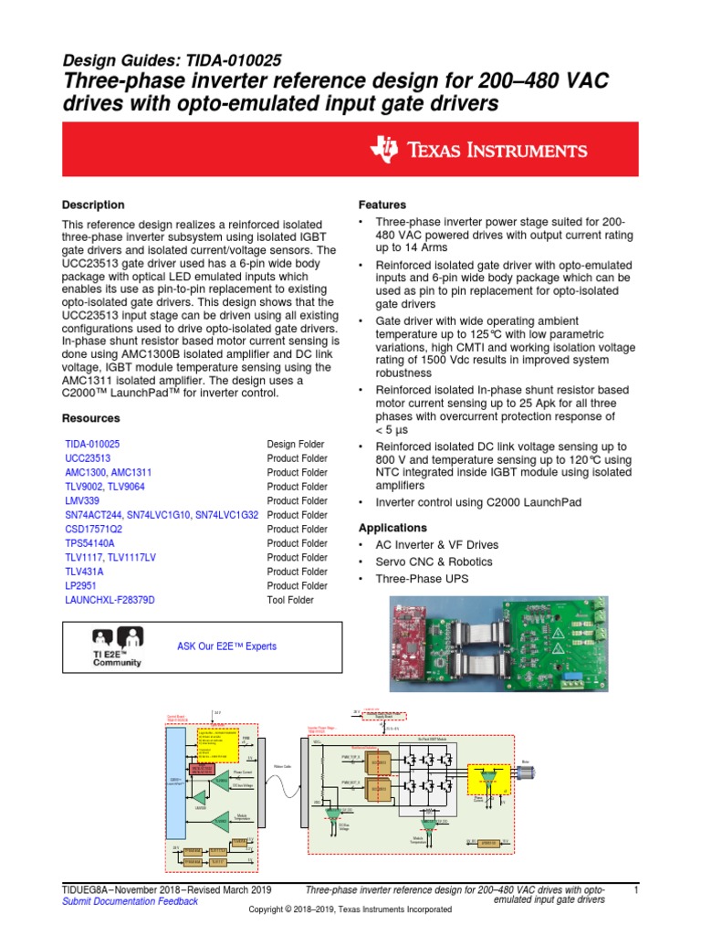 ThreePhase Inverter Reference Design For 200480 VAC Drives With Opto