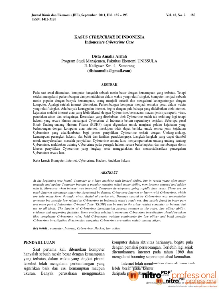 Kasus Cybercrime Di Indonesia | PDF