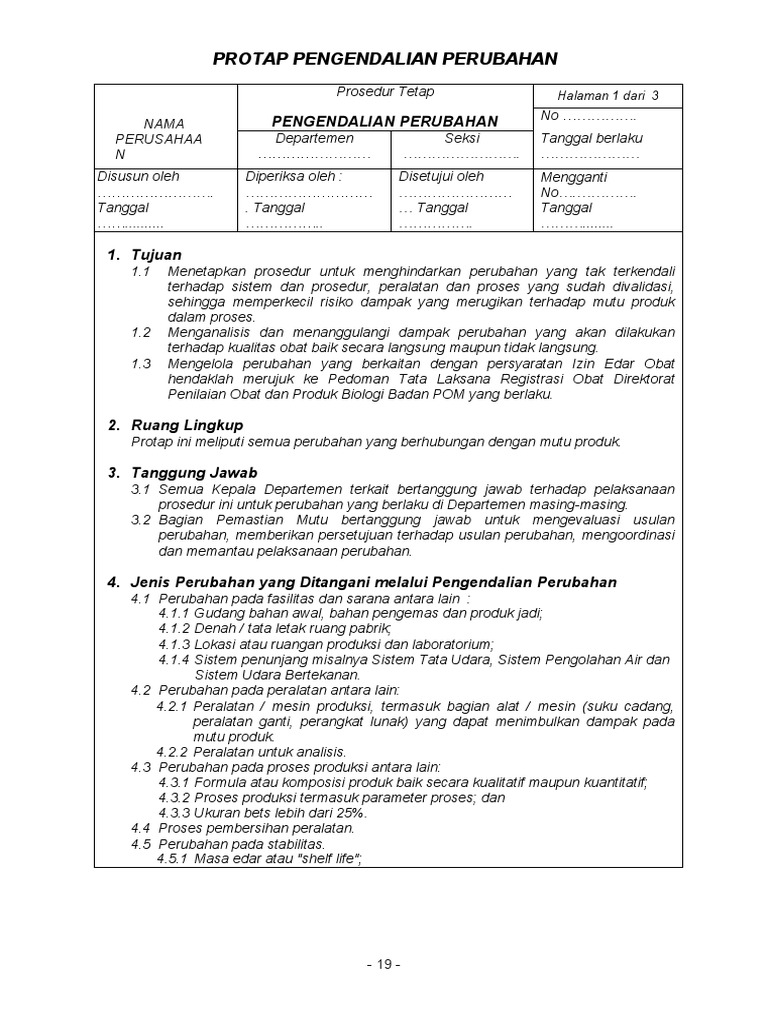 Protap Pengendalian Perubahan | PDF