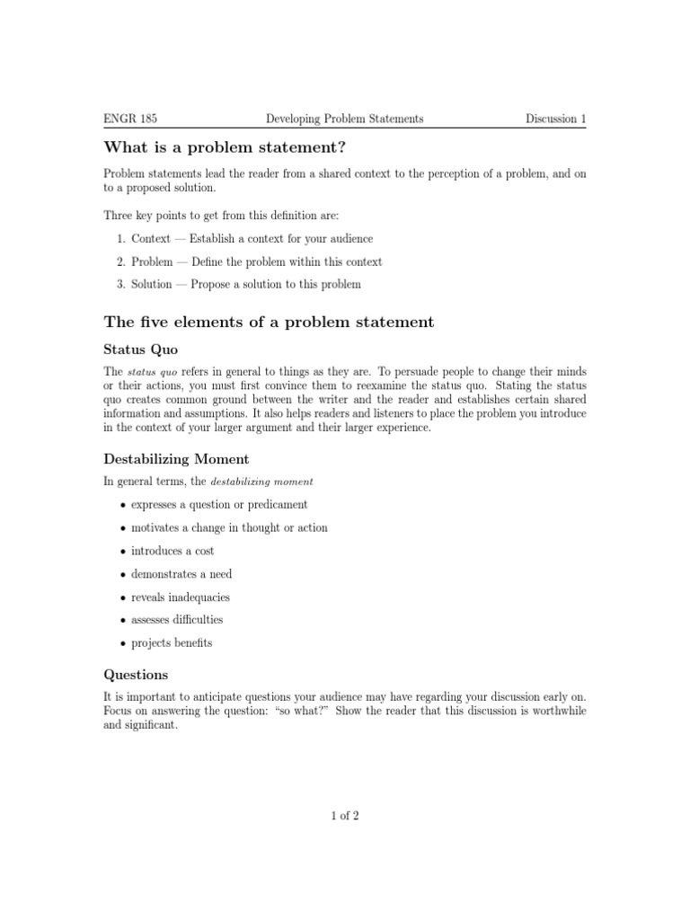 Crafting Effective Problem Statements | PDF | Nanotechnology | Epistemology