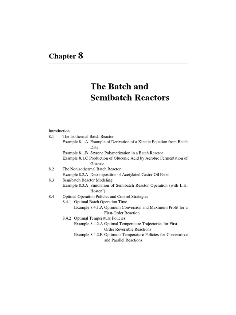 Batch and Semibatch Reactor Overview | PDF | Chemical Reactor | Chemistry