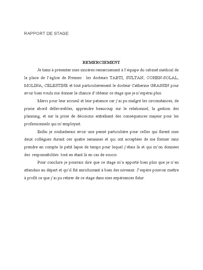 Rapport de Stage  PDF  Médecine générale  Dentiste
