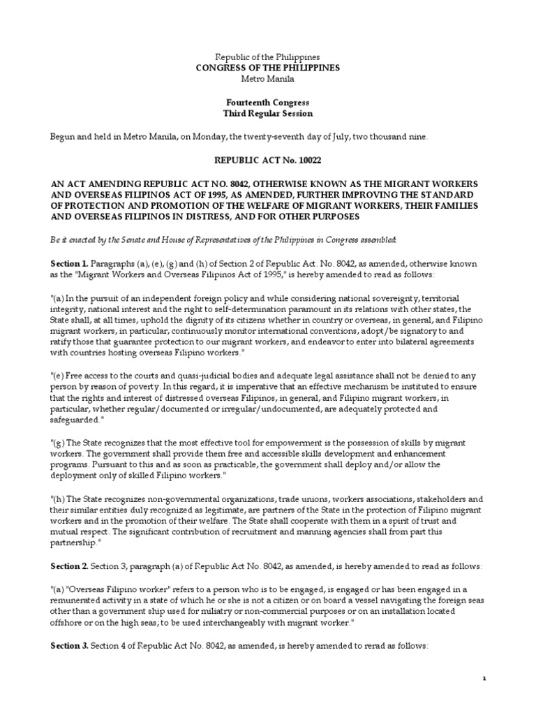 Amended Migrant Workers Act 2009 | PDF | Migrant Worker | Employment