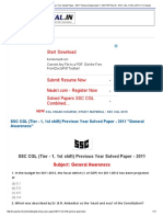 Start Download: SSC CGL (Tier - 1, 1st Shift) Previous Year Solved Paper - 2011