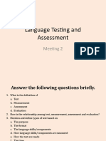 Language Testing and Assessment: Meeting 2