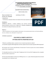 Atividade Matemática Nº 1 - 8ºano Regra de Três Prof Daniel Feyh