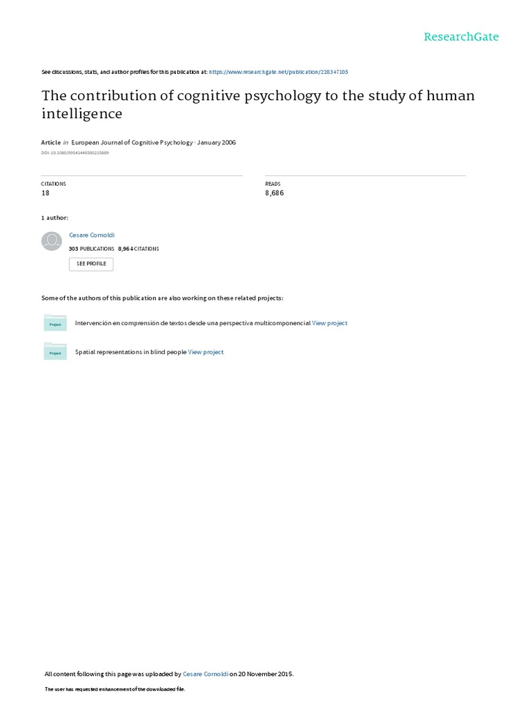 Cognitive Psychology and Human Intelligence | PDF | Working Memory ...