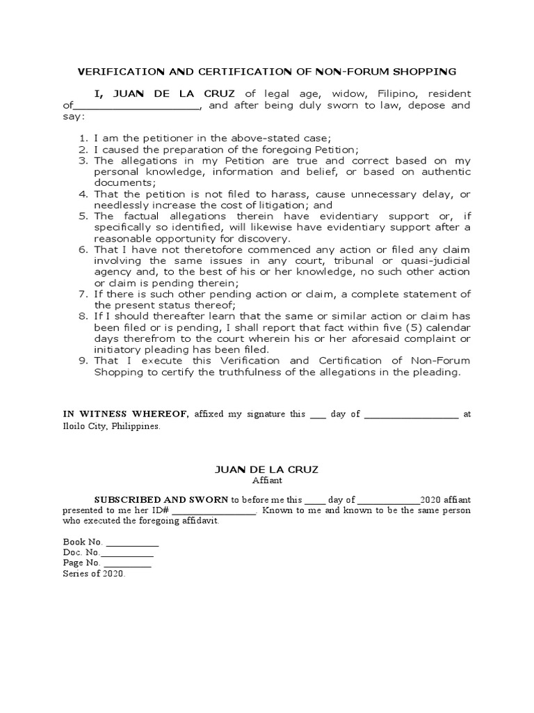 Non-Forum Shopping Certification | PDF | Politics | Social Science