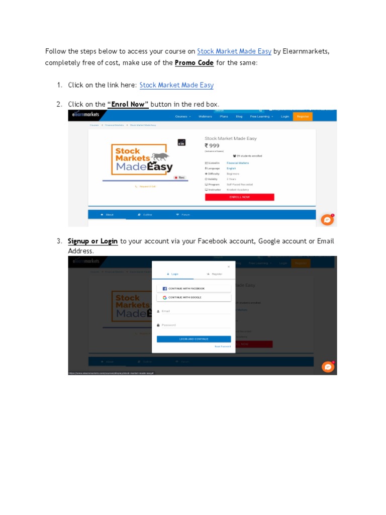 Elearnmarkets Promocode Steps PDF | PDF